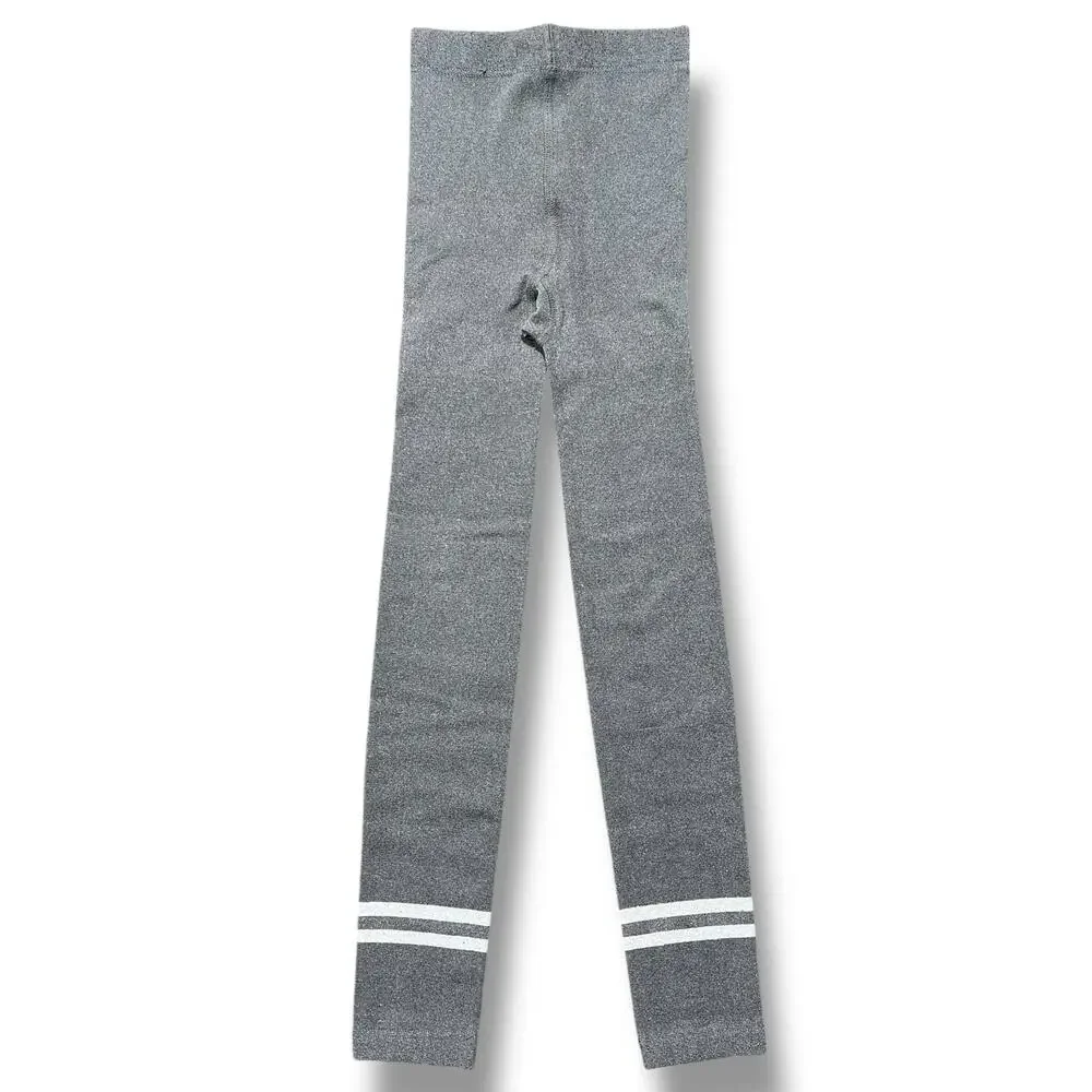 Girls Fleece Lined Footless Tights Gray Silver Size 6 7